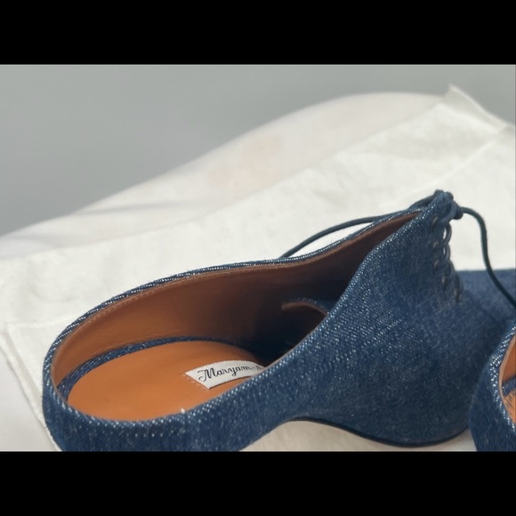 Maryam Almalki Women's Jane Lace Up Pointed Toe Navy Blue Denim Mules EU Size 39 - Picture 9 of 15